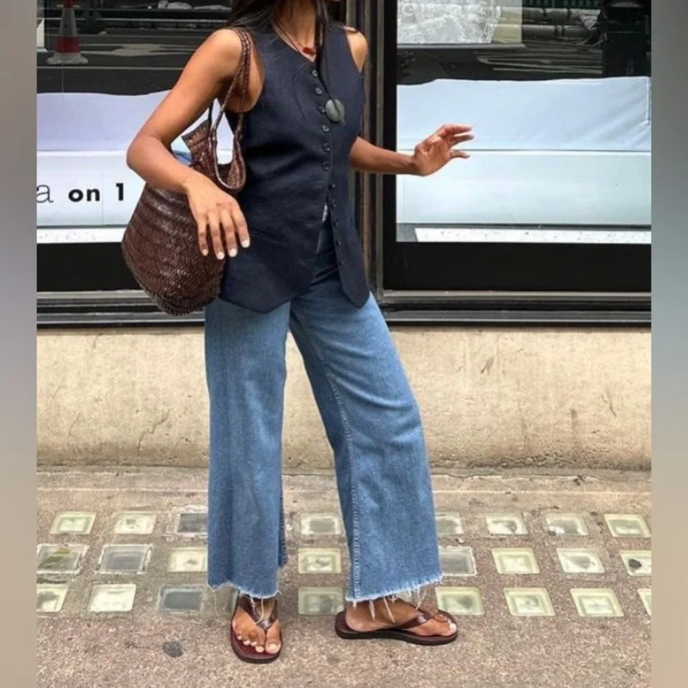 Miss Me Vintage Trending Longline Vest sz M (runs small) Brown Pinstripe - Picture 14 of 15